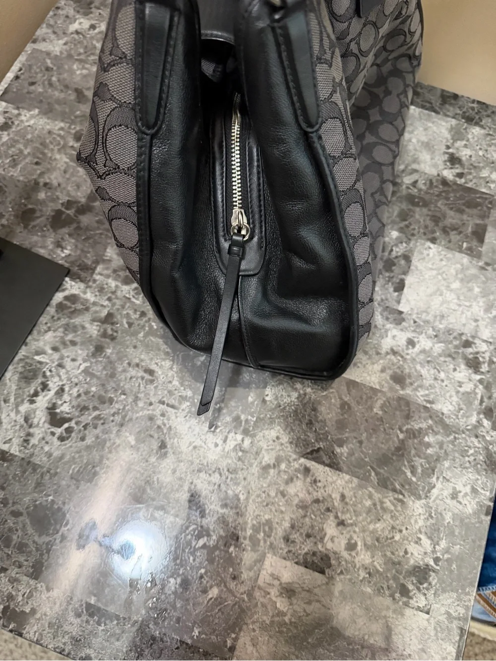 Coach Carlyle shoulder leather monogram canvas turn lock bag